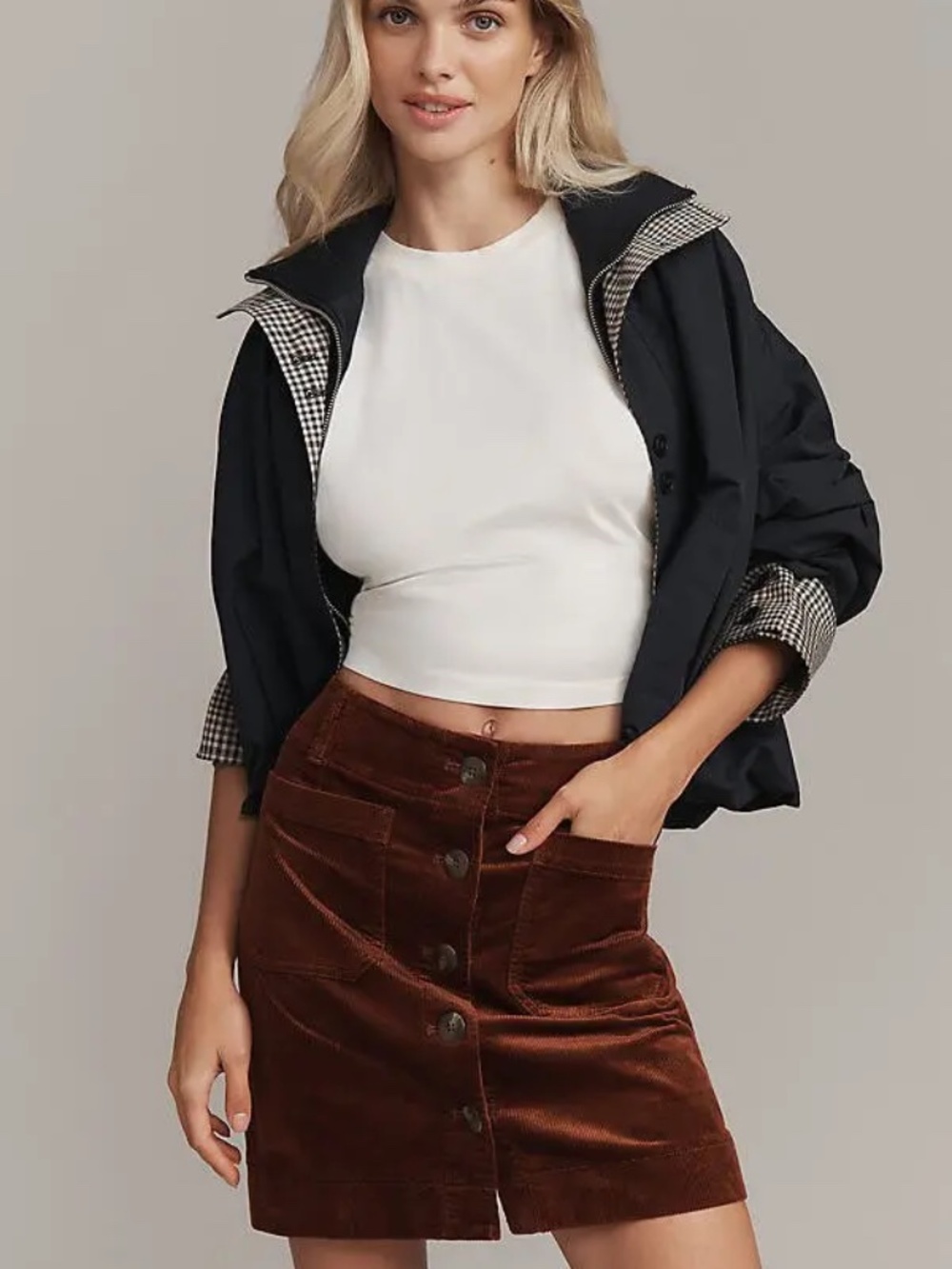 Anthropologie Maeve Colette Corduroy Mini Skirt in Mink size XS nwt